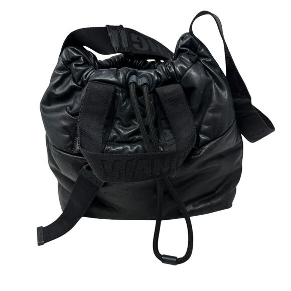 Alexander Wang x H&M Black Leather Drawstring Shoulder Bucket Bag Womens Unisex - Picture 2 of 9